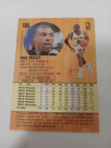 1991 Fleer Basketball #186 Paul Pressey San Antonio Spurs ID:2 - Picture 2 of 2