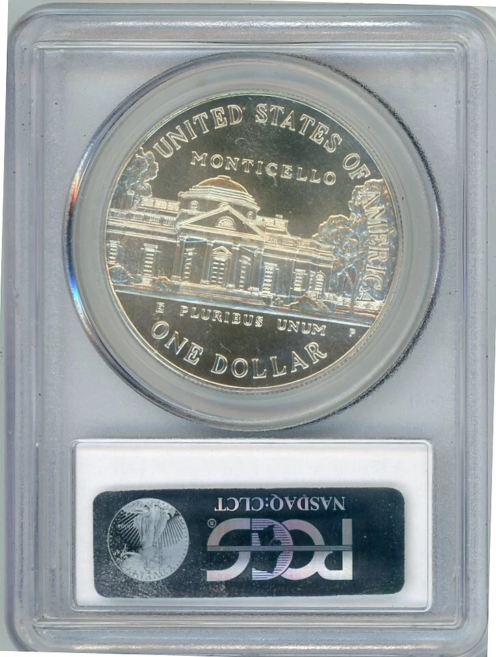 1993P THOMAS JEFFERSON COMMEMORATIVE DOLLAR PCGS MS70 Cert. 28163714 - Image 2 of 2