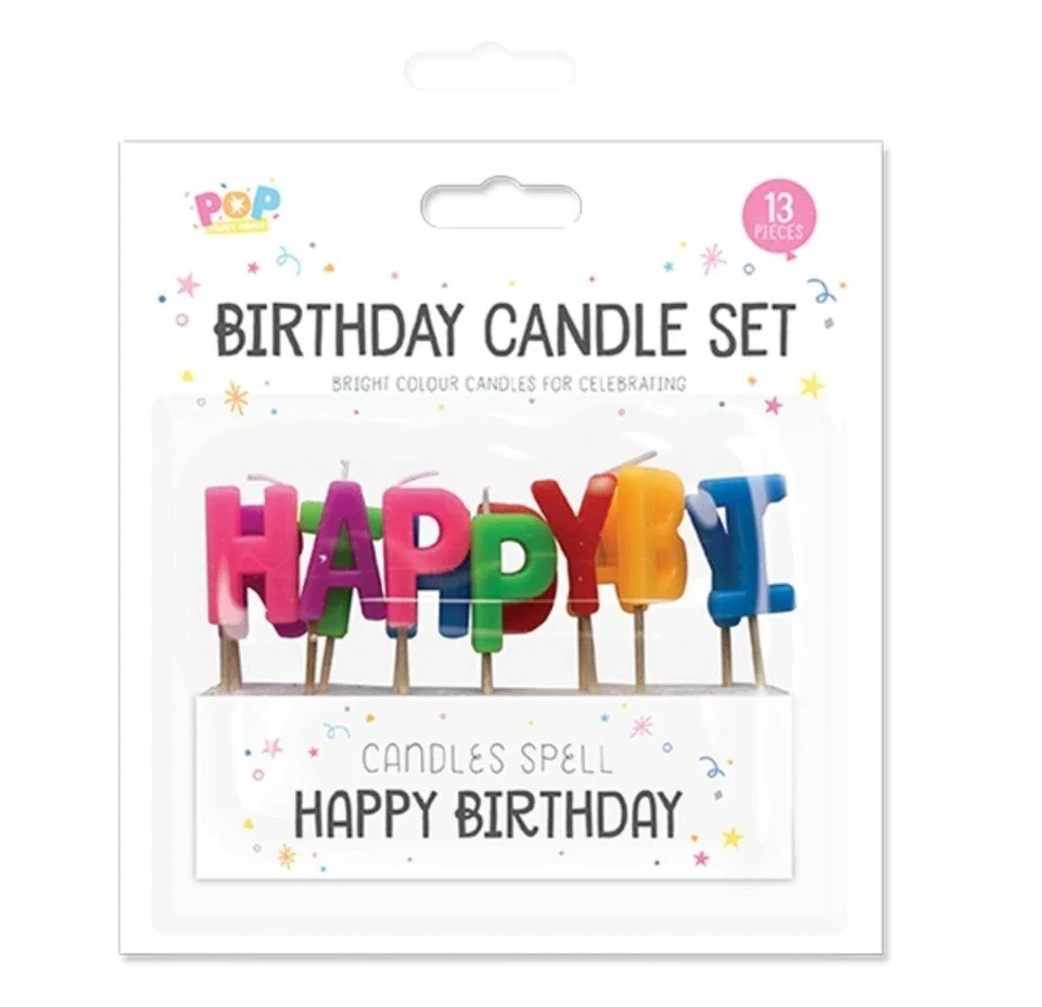 Velas de fiesta multicolores niños feliz cumpleaños decoración de pasteles letras 13 piezas Foto 2 de 4