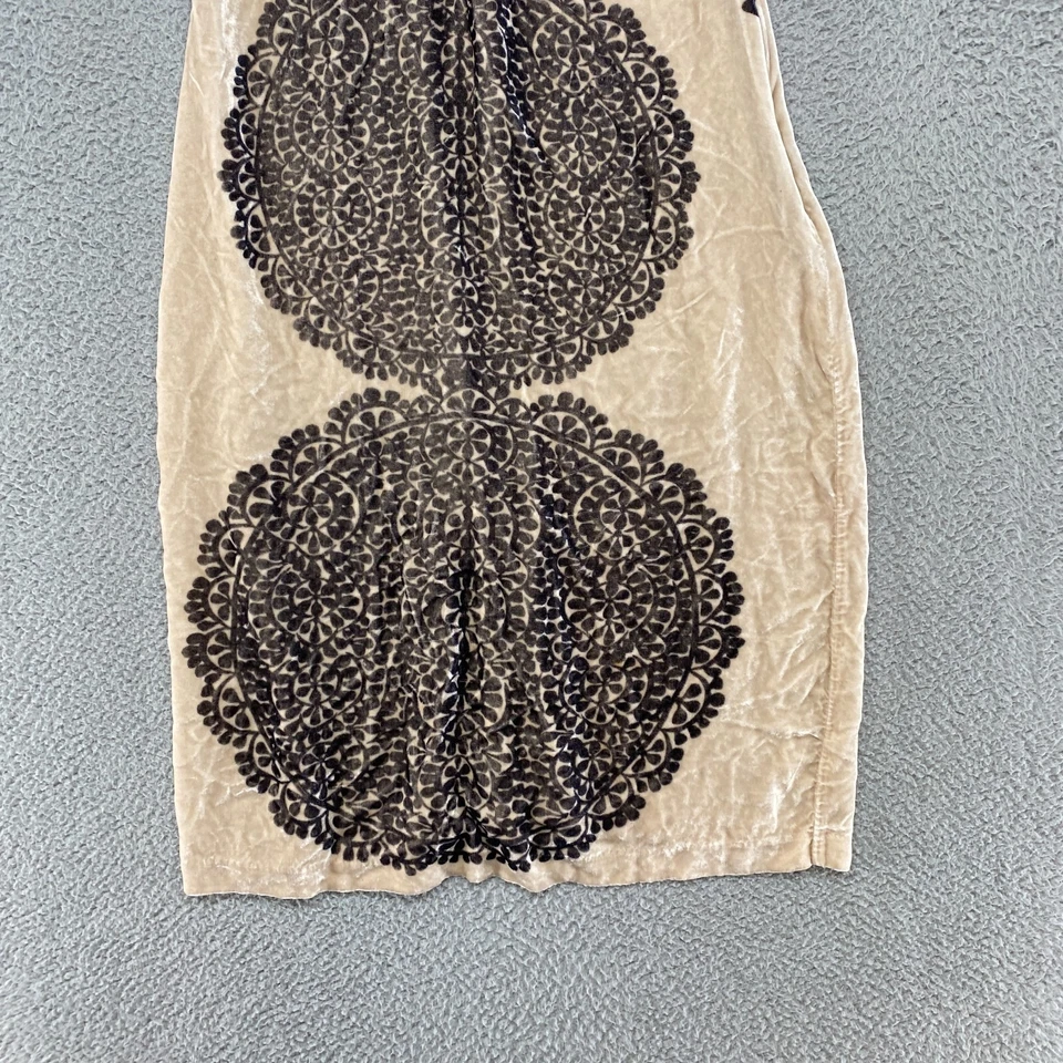 Vestido feminino Diane Von Furstenberg 2 seda veludo comprimento do joelho bege preto DVF - Imagem 3 de 4