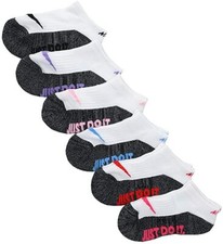 Nike Kids Just Do It Cushioned No Show Socks 6-Pack Little Kids 5-7 10C-3Y New