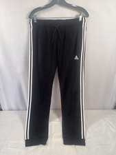 ADIDAS Black White 3 Stripe Slim Fit Tapered Leg Jogger Pants Women  s Med New