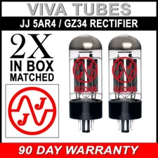 JJ Electronic Matched Pair (2) GZ34 / 5AR4 Rectifier Vacuum Tubes - Brand New