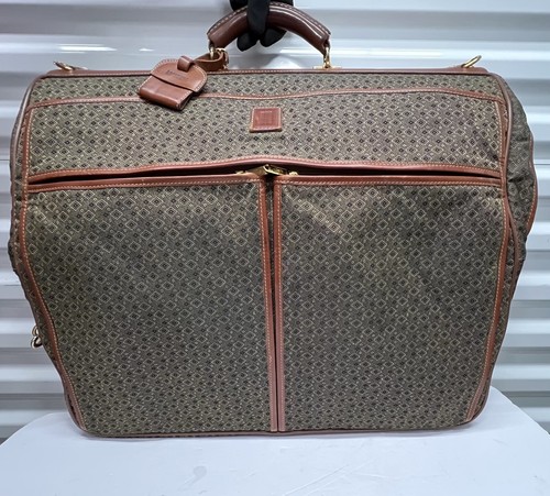 Hartman faltbare/hängende Kleideranzugtasche - Nylon/Lederbesatz mit Riemen Vintage