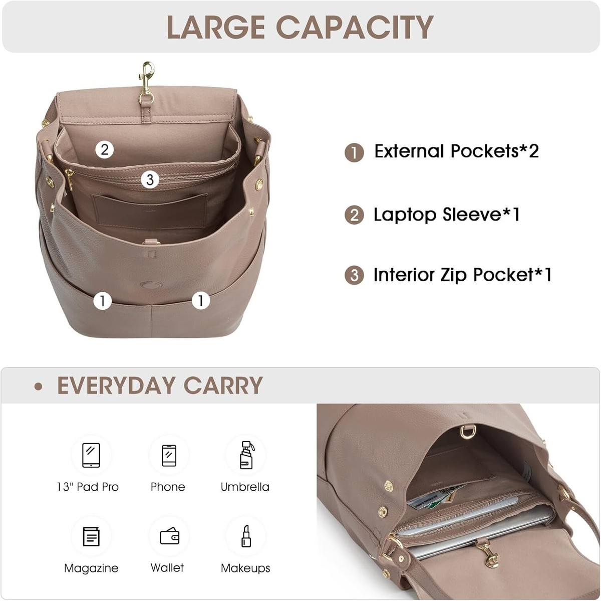 Kattee Leather Backpack Purse for Women Fashion Designer Kattee Leather Backpack Purse for Women Fashion Designer