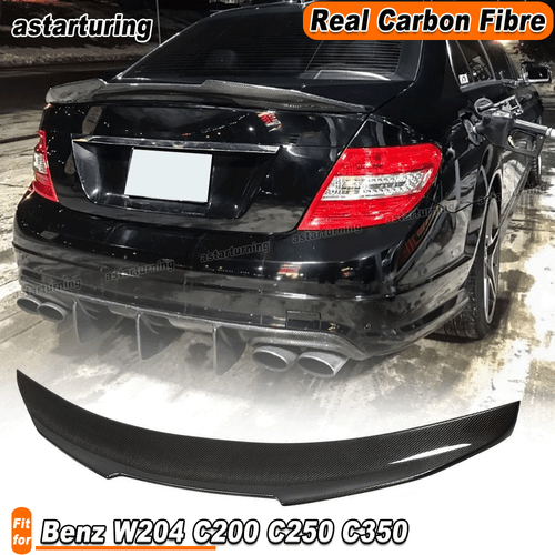 For Benz W204 C200 C250 C350 C63AMG 2007-2014 REAL CARBON Rear Trunk Spoiler Lip - Bild 1 von 11