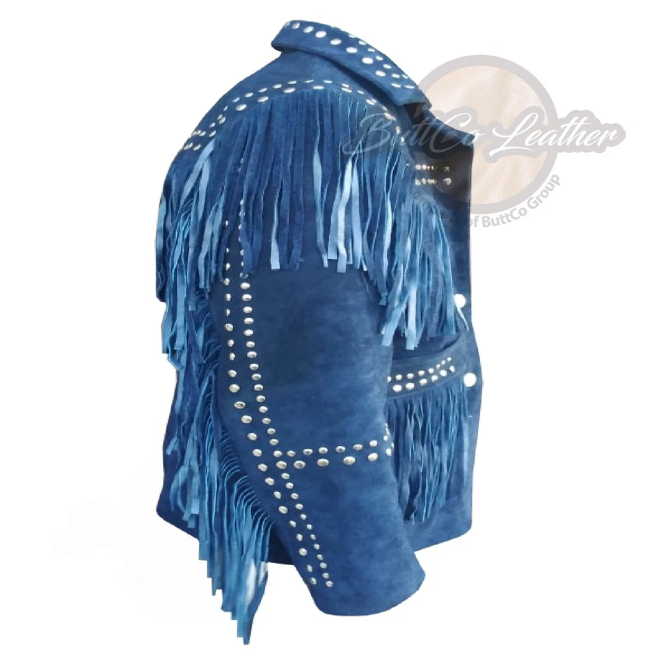 Western Fringe Leather Suede Jacket Women Native American Tassels Cowgirl Jacket - Image 4 of 4