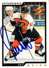 Dan Quinn autographed signed autograph Philadelphia Flyers 1996-97 Score card IP