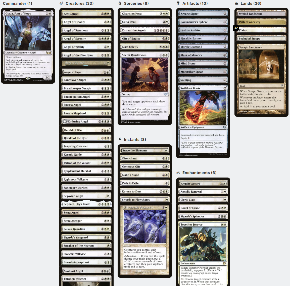 Giada, Font of Hope ANGEL TRIBAL FLYING Magic MTG Custom Commander Deck |  eBay