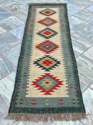 Navajo rug, tribal rug, southwestern rug Wool Jute Rug, Vintage Kilim Rug runner