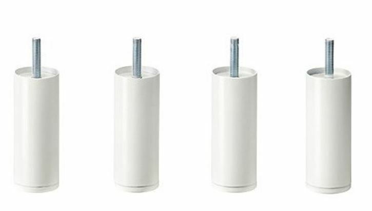Set of 4: Ikea Bjorli 17357 white screw in cabinet legs or bed