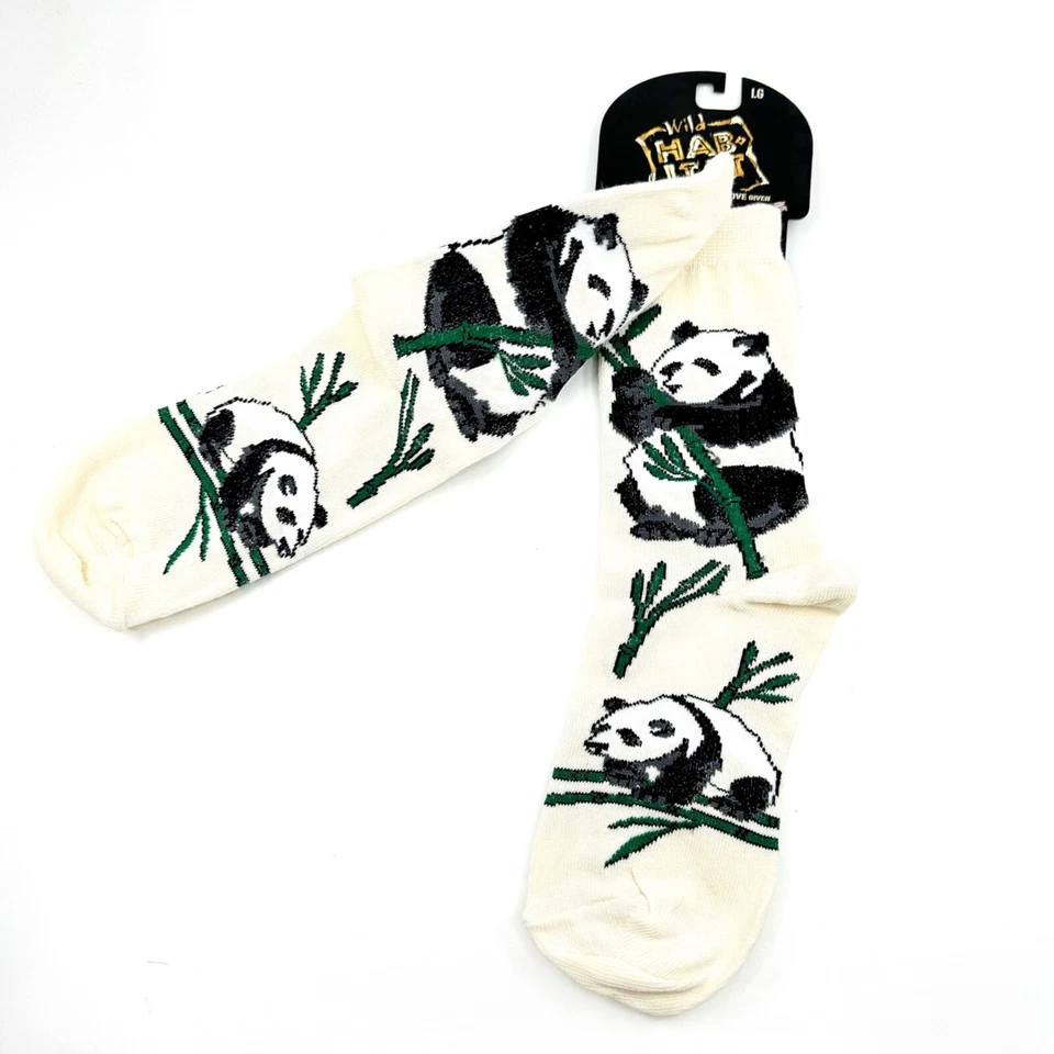 Panda Bear Collectible Socks Cream Black White Unisex Large Wild Habitat - Image 2 of 2