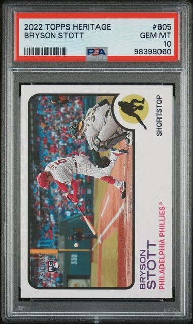 2022 Topps Heritage BRYSON STOTT Rookie Card #605 PSA 10 GEM MINT 💎 Phillies