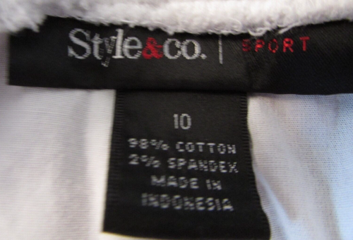 Ladies "Style&Co" Size 10 (W33xL10) White/Ribbed Elastic/Drstrng/Sport/Shorts - Picture 2 of 5