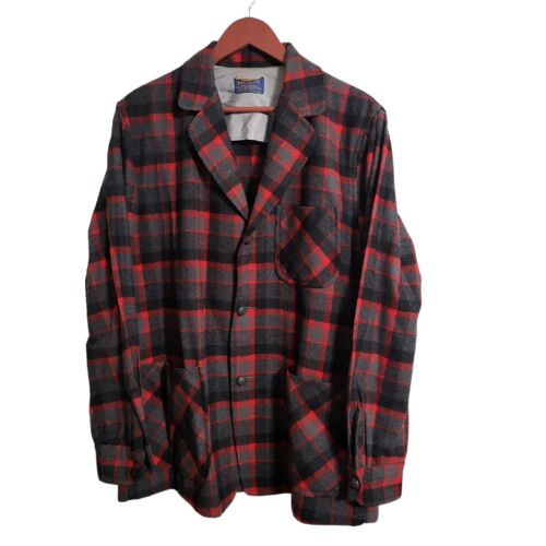 Vintage 50s Pendleton Flannel Blazer Jacket Virgi… - image 1