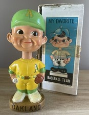 OAKLAND ATHLETICS A’s 1960’s Pitcher Gold Base ORIGINAL Bobblehead w/ BOX!