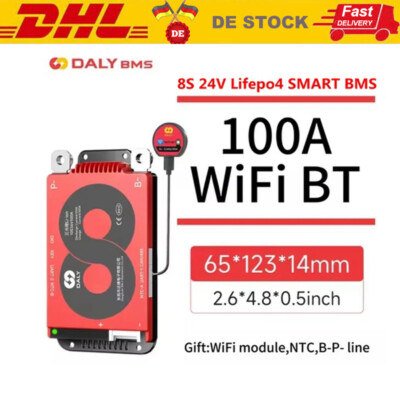 Daly Smart WIFI BMS 8S 24V 100A LiFePo4  BMS +Wifi BT Module with Balance DE