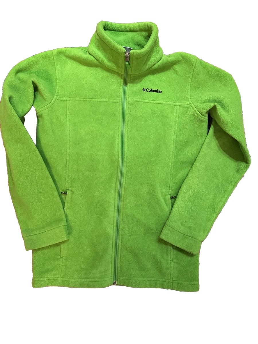 Columbia Lime Green Fleece Jacket Full Zip Youth Large 14 16