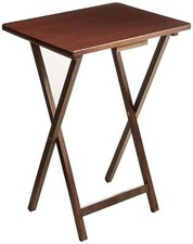 Indoor Single Folding TV Tray Table - Walnut L 19 x W 15 x H 26