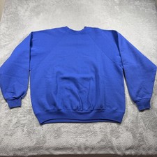 Vintage Hanes Blank Crewneck Sweatshirt Mens XL Blue Raglan Sleeve USA