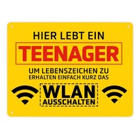 Hier Lebt Ein Teenager Wlan Ausschalten Metallschild XL In 21X28 Cm