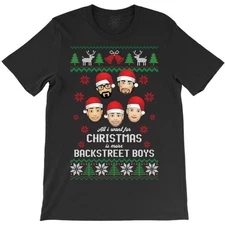 All I Want For Christmas Is More Backstreet Boys  Black Men S-4XL T-shirt  JY101
