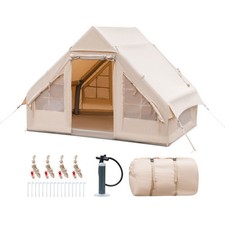 Inflatable Camping Tent 2/4/6 People Glamping Tent for Family Camping with Pump-