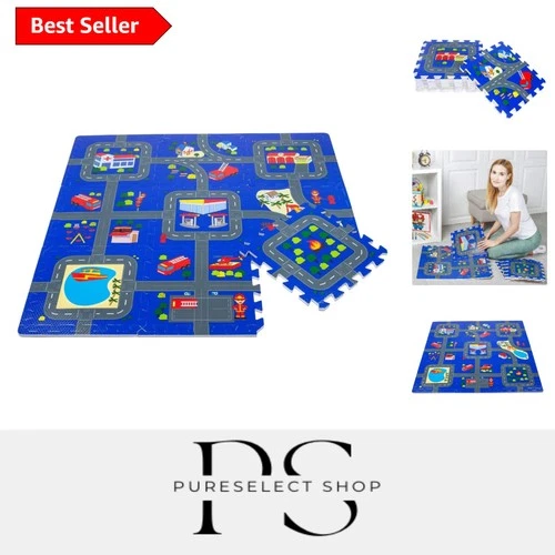 Farbenfrohe Krabbelmatte im Straßen-Design - Spielteppich für kleine Entdecker