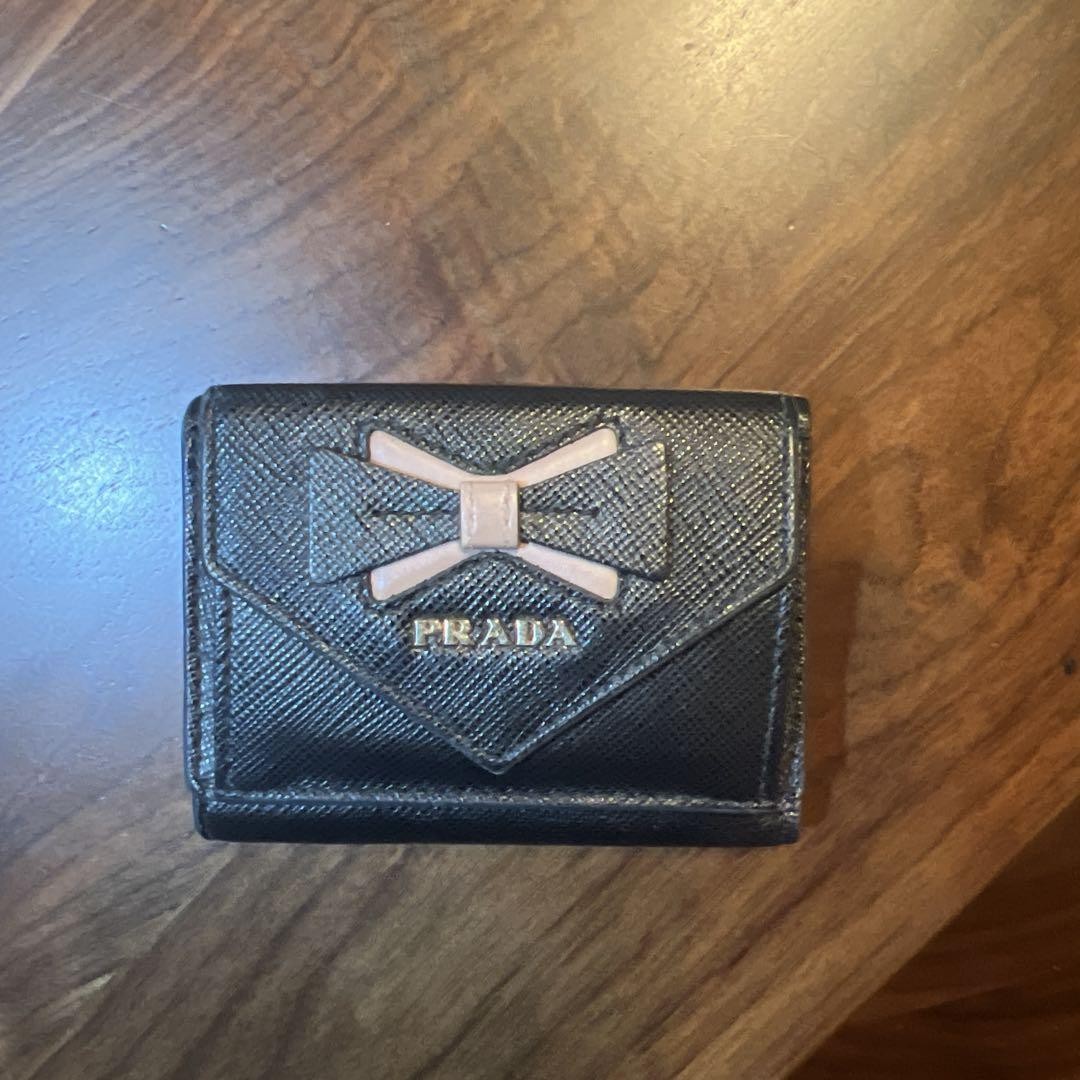 PRADA Ribbon  Bi fold Wallet Black
