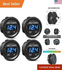 4x Digital LED Voltmeter for Cars, Boats ATVs - Waterproof Easy to Install