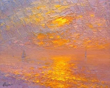 Original oil on canvas Impasto painting, Hand-painted seascape, Impressionism