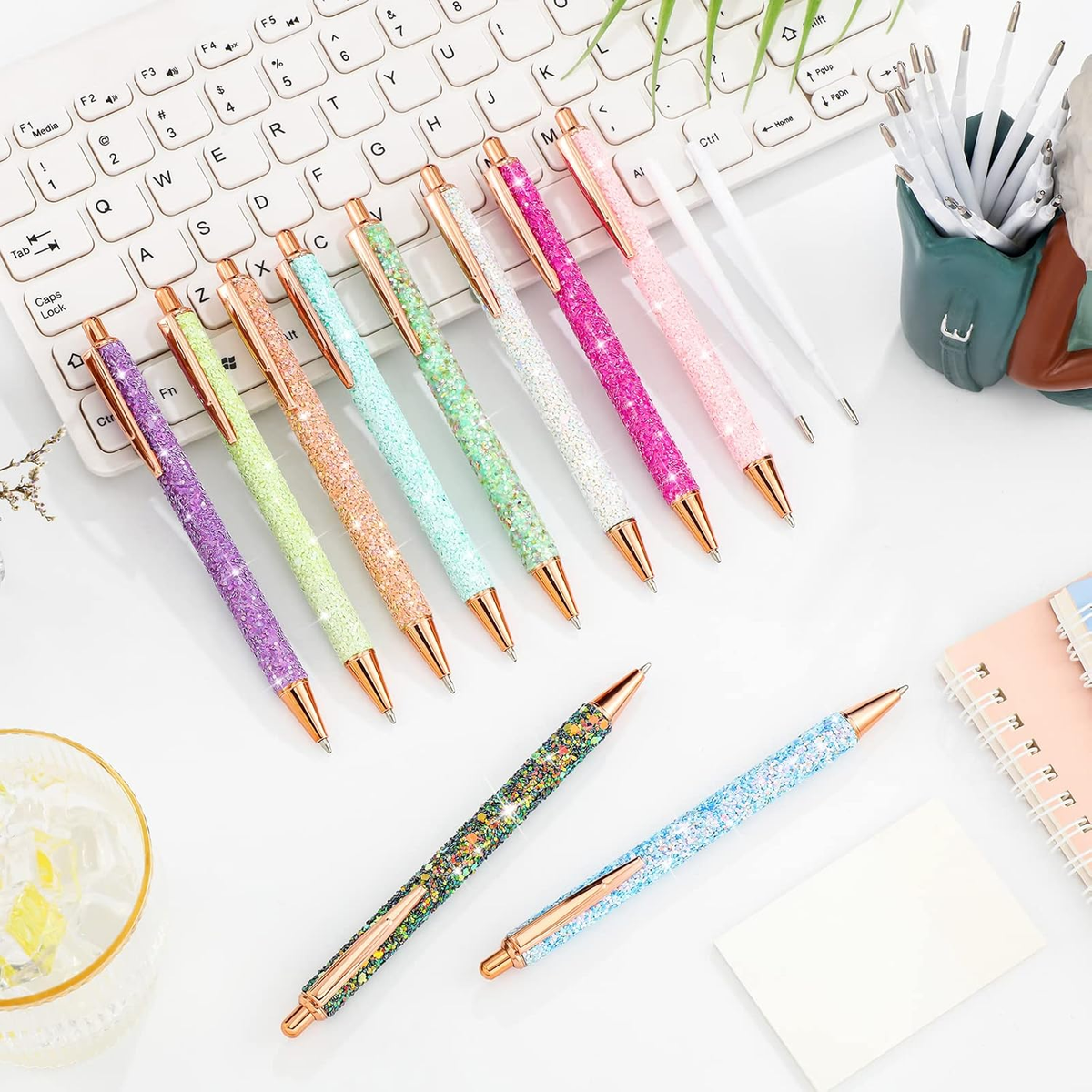 30 Pcs Fancy Pens for Women Girls Set 10 Glitter Sparkly Pretty