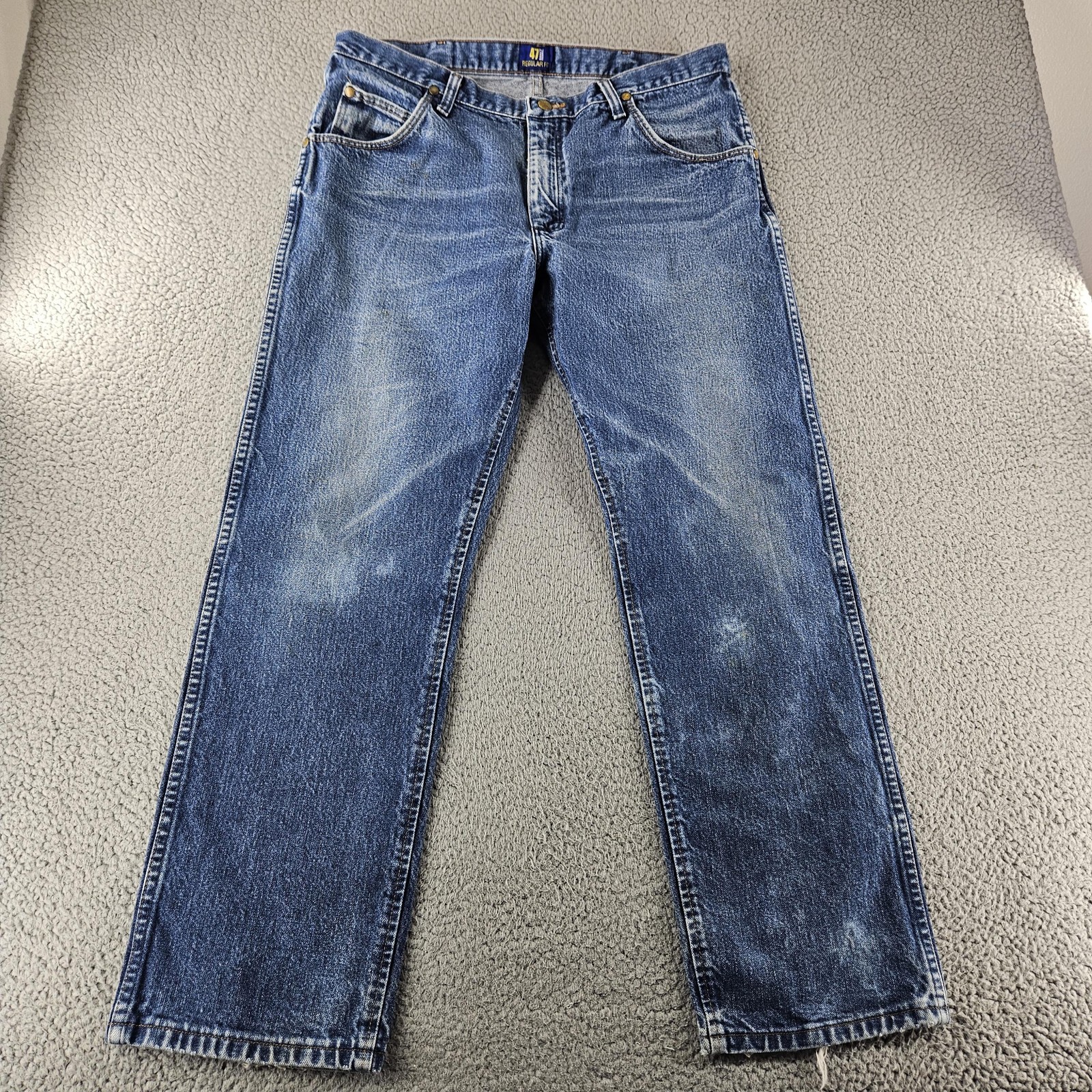 Mens 36x30 Blue 47mwz Regular Fit Distressed Worn Faded Work