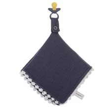 Doodalou Muslin Pacifier Blanket – Navy Blue
