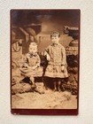 ANTIQUE PHOTO Children On Cardboard Sepia Victorian era