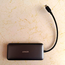 Anker USB-C Type-C Hub HDMI USB-A USB-C Card Reader Gray Short Built-in Cable