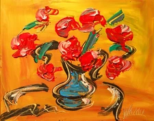 ROSES FLOWERS Oil Painting CANADIAN  -  abstract SIGNED  Original on canvas