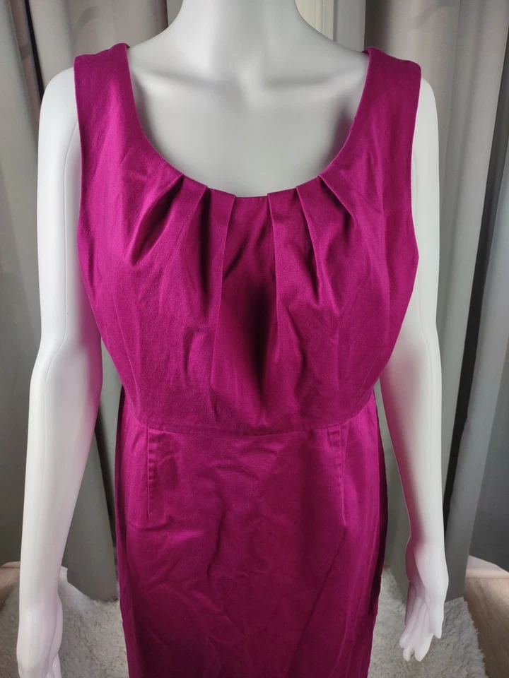 Vestido Mossimo Magenta Mezcla Algodón Plisado Sin Mangas Vaina Espalda Cremallera 16 Foto 3 de 4