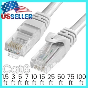 CAT6 Ethernet LAN Réseau RJ45 Câble de correspondance câble Internet Cord blanc 1.5FT- 100FT LOT