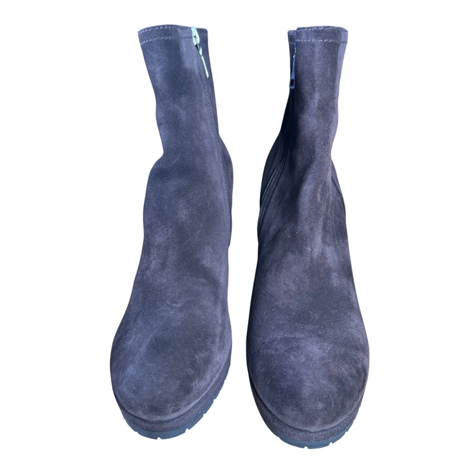 Prada Brown Suede Wedge Heel Ankle Boots Booties Size 38.5 - Image 4 of 4