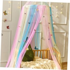 Rainbow Bed Canopy with Butterflies for Girls,Breathable Rainbow butterflies