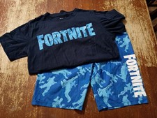 Boys' Fortnite Swim Trunks - Large  Boys' Fortnite cotton/poly T-shirt - 18/20