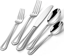 Lazycorner Silverware Set for 8, 40-Piece 18/10 Stainless Steel Flatware Set, Mi