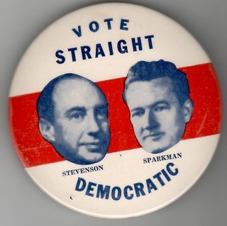 Stevenson Sparkman Scarce Vote Straight Democratic Jugate Political Pin