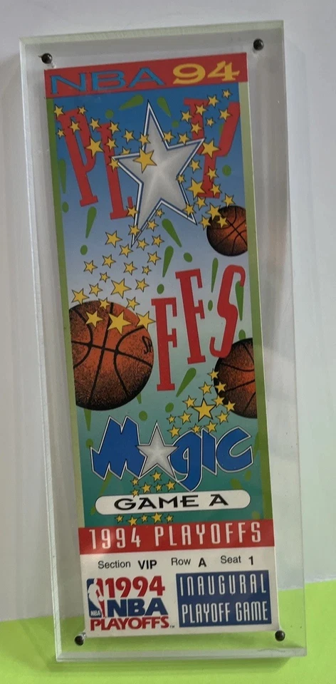 Orlando Magic 1994 NBA Playoffs Game VIP Commemorative Ticket in Lucite Pepsi - Image 2 of 4
