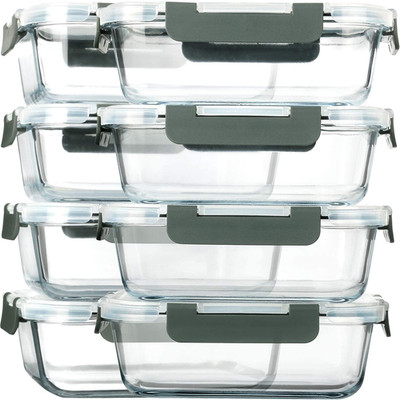 [8-Pack,30 Oz]Glass Meal Prep Containers,Glass Food Storage Containers,Airtight