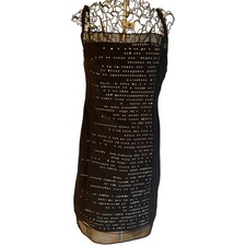 Sparkly Black Mesh Overlay Mini Dress Sequin Embellished Spaghetti Strap Evening