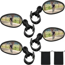 Hestya 4 Pcs Bike Mirror 360 Degree Adjustable Safe Rotatable Handlebar Black 