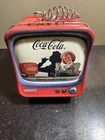 Coca-Cola VANDOR Collectible Tin Bank Vintage TV Shape w/ Spring Handle “Shop Re