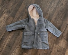 Boys Zara Gray Stadium Coat Sherpa Lined - Size 3-4 Years - GUC